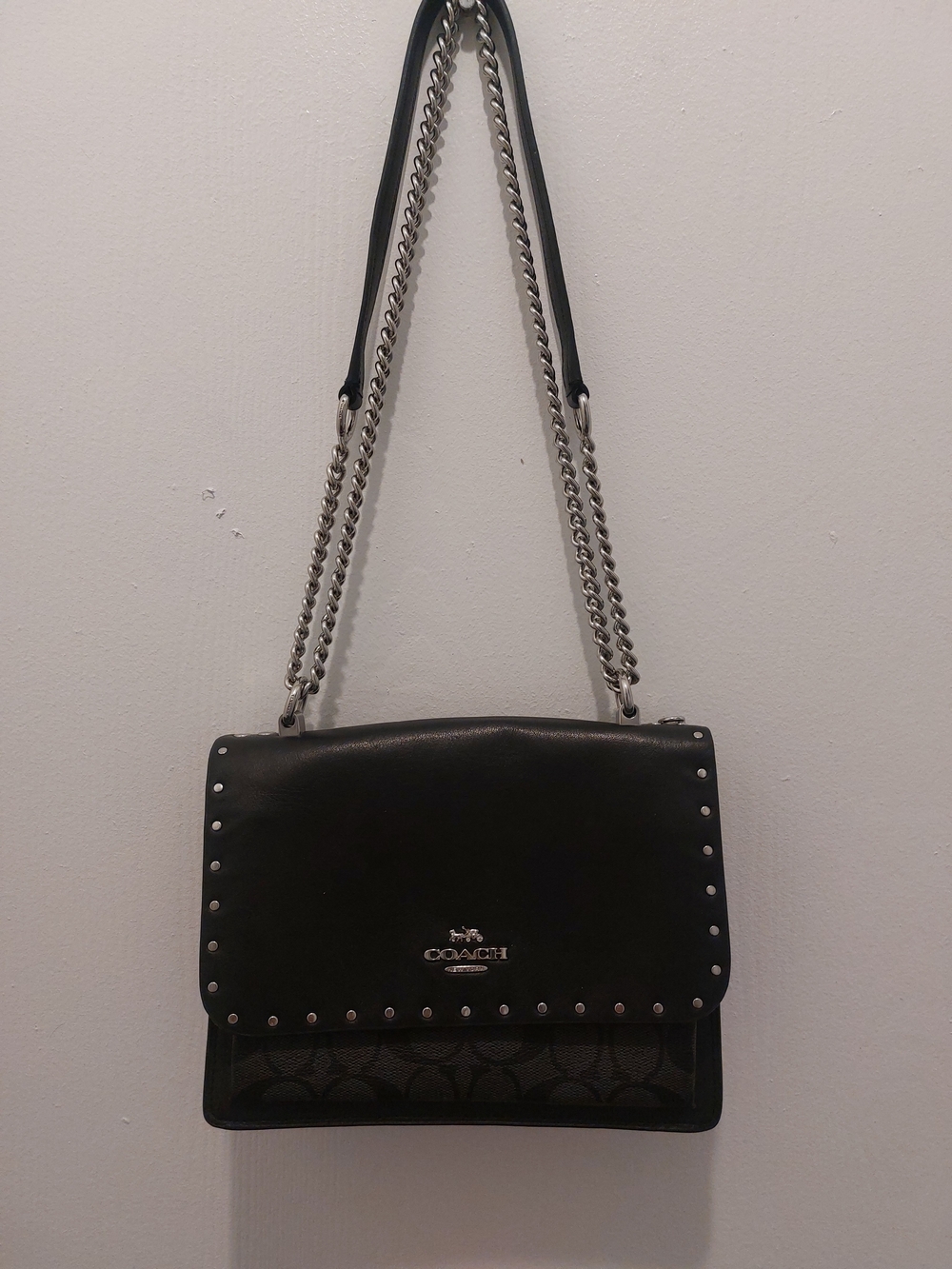 Coach Black Studded Chain Shoulder Bag